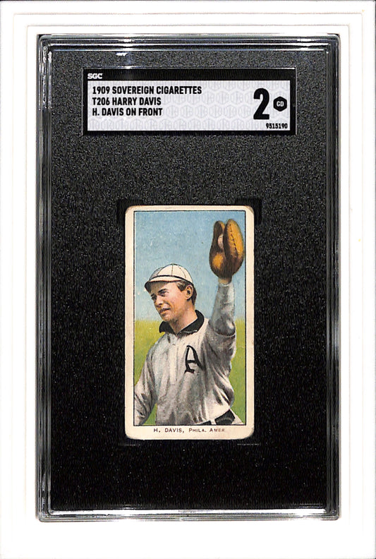 1909 Sovereign T206 Davis Harry H. Davis On Front SGC 2 SN 9515190