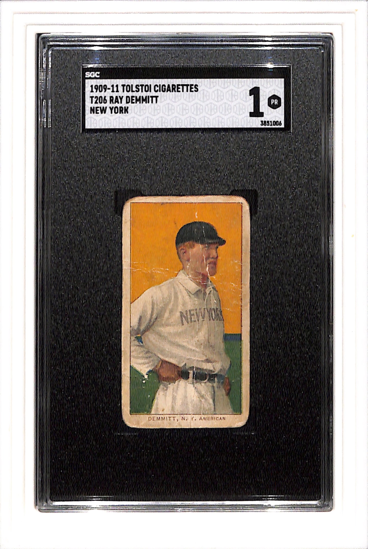 1909-11 Tolstoi Cigarettes T206 Demmitt, Ray New York SGC 1 SN 3851006