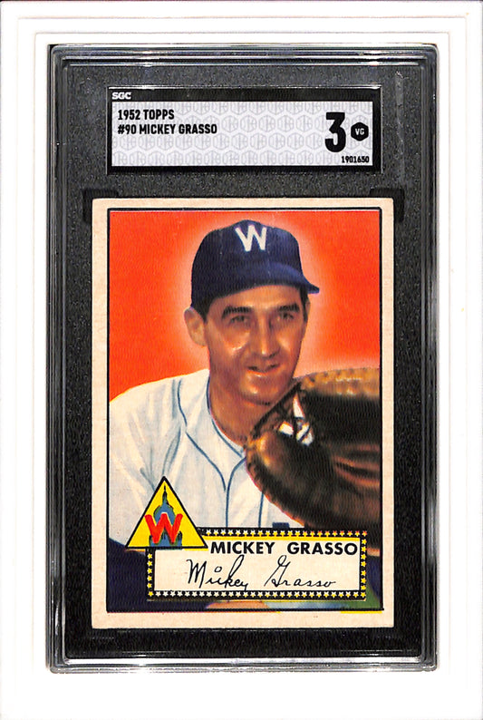 1952 Topps #90 Mickey Grasso SGC 3 SN 1901650