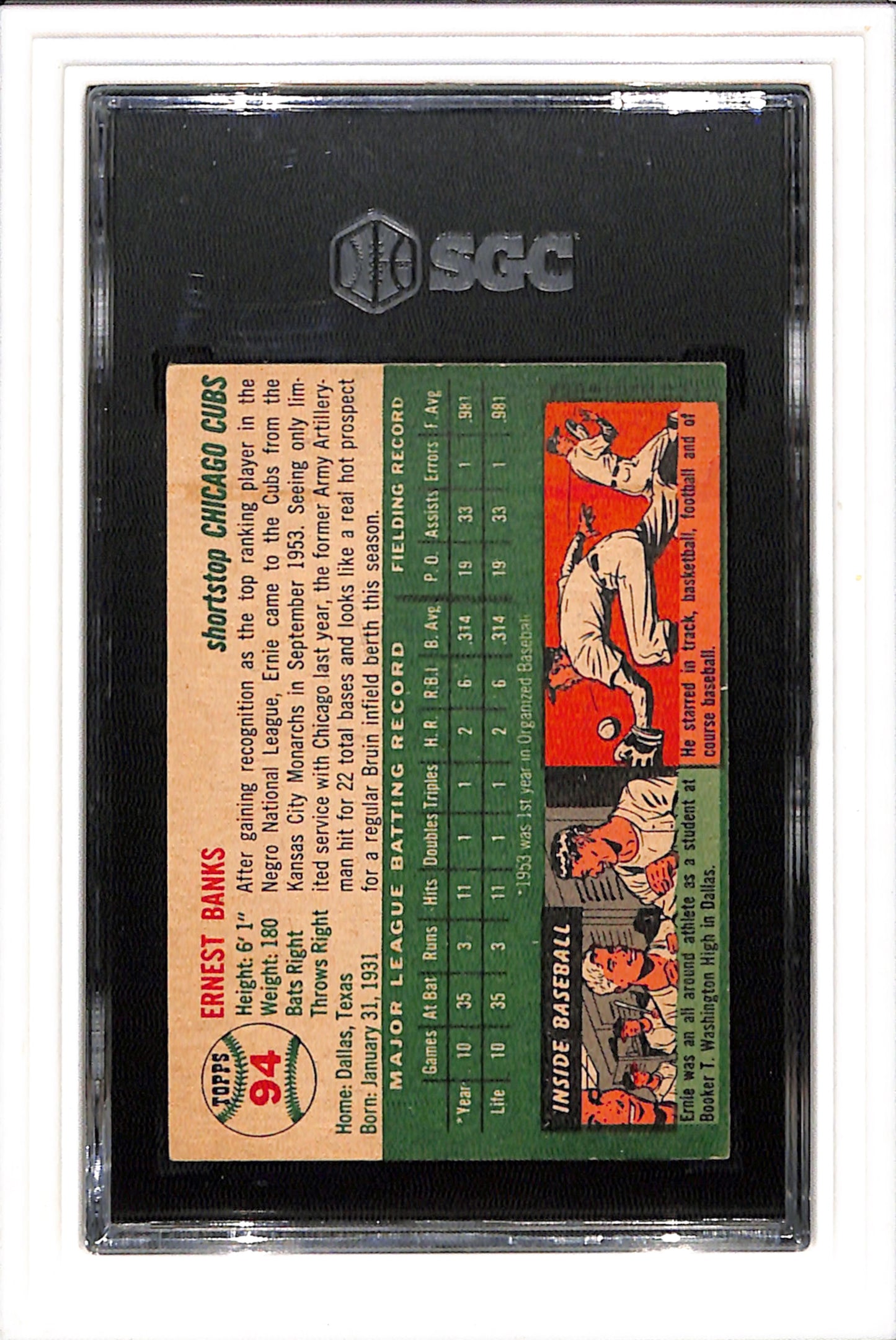 1954 Topps #94 Ernie Banks SGC 2.5 SN 2004841