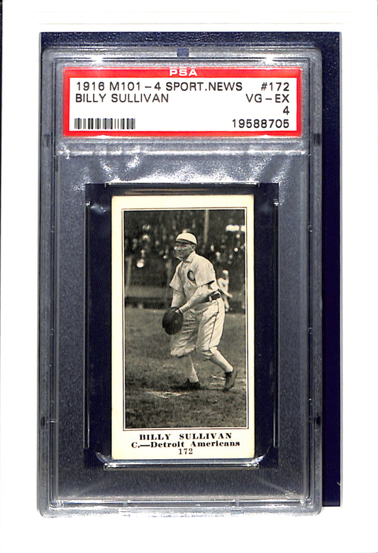 1916 M101-4 Sporting News #172 Billy Sullivan PSA 4 SN 19588705