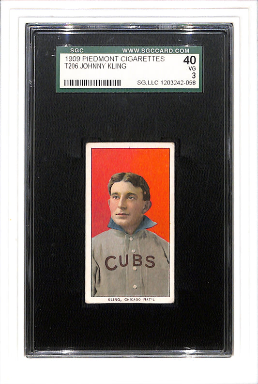 1909-11 T206 Johnny Kling Cubs SGC 3 Piedmont 150