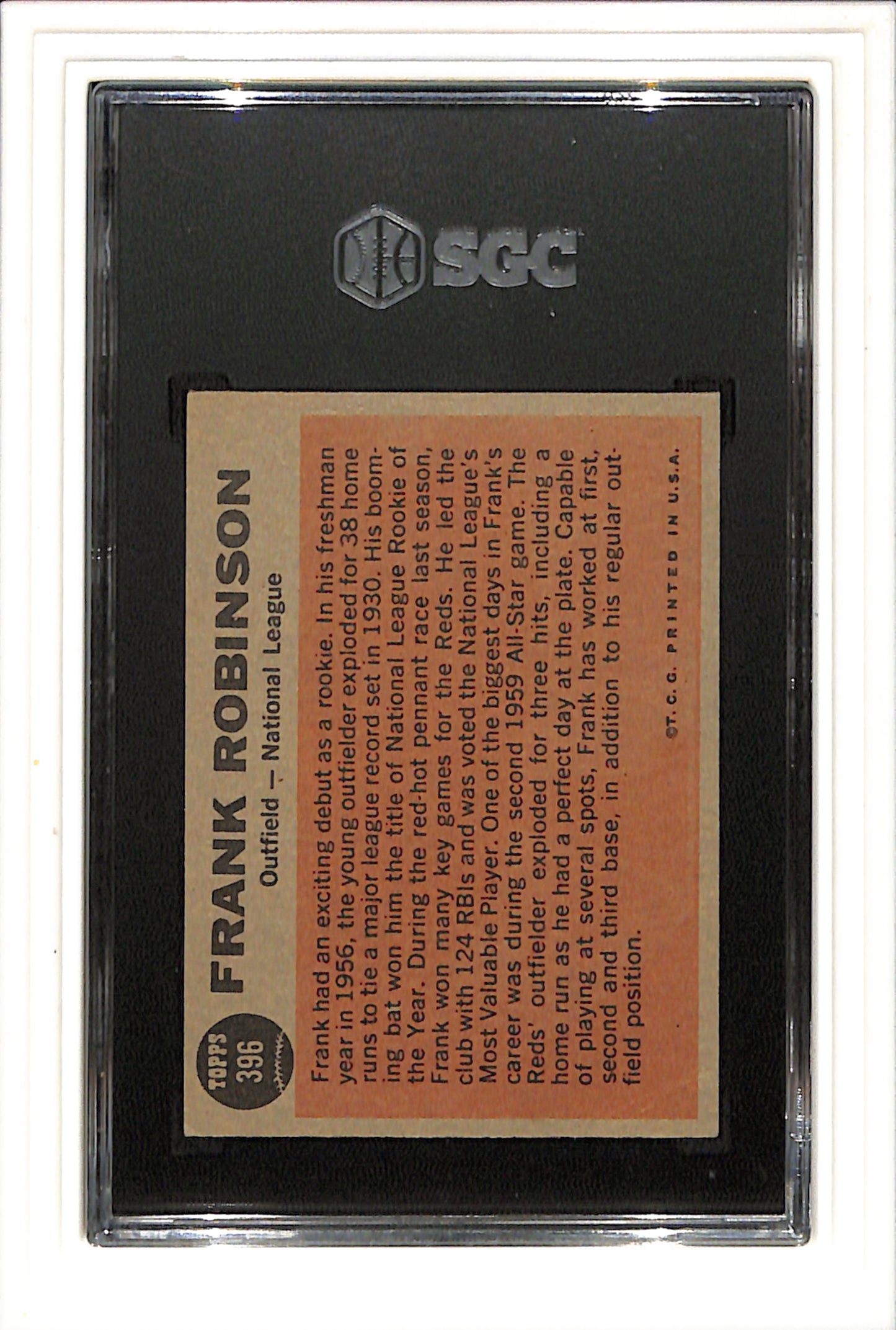 1962 Topps #396 Frank Robinson All-Star SGC 4.5 SN 0884093
