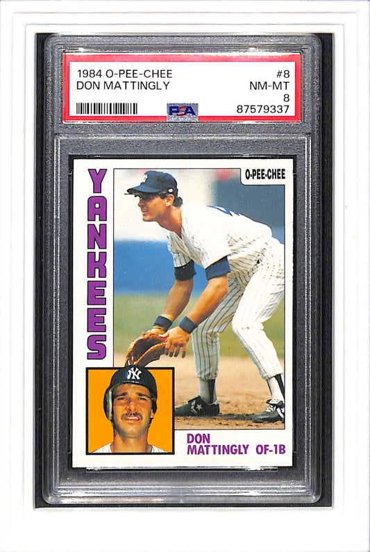 1984 O-Pee-Chee #8 Don Mattingly PSA 8 SN 87579337
