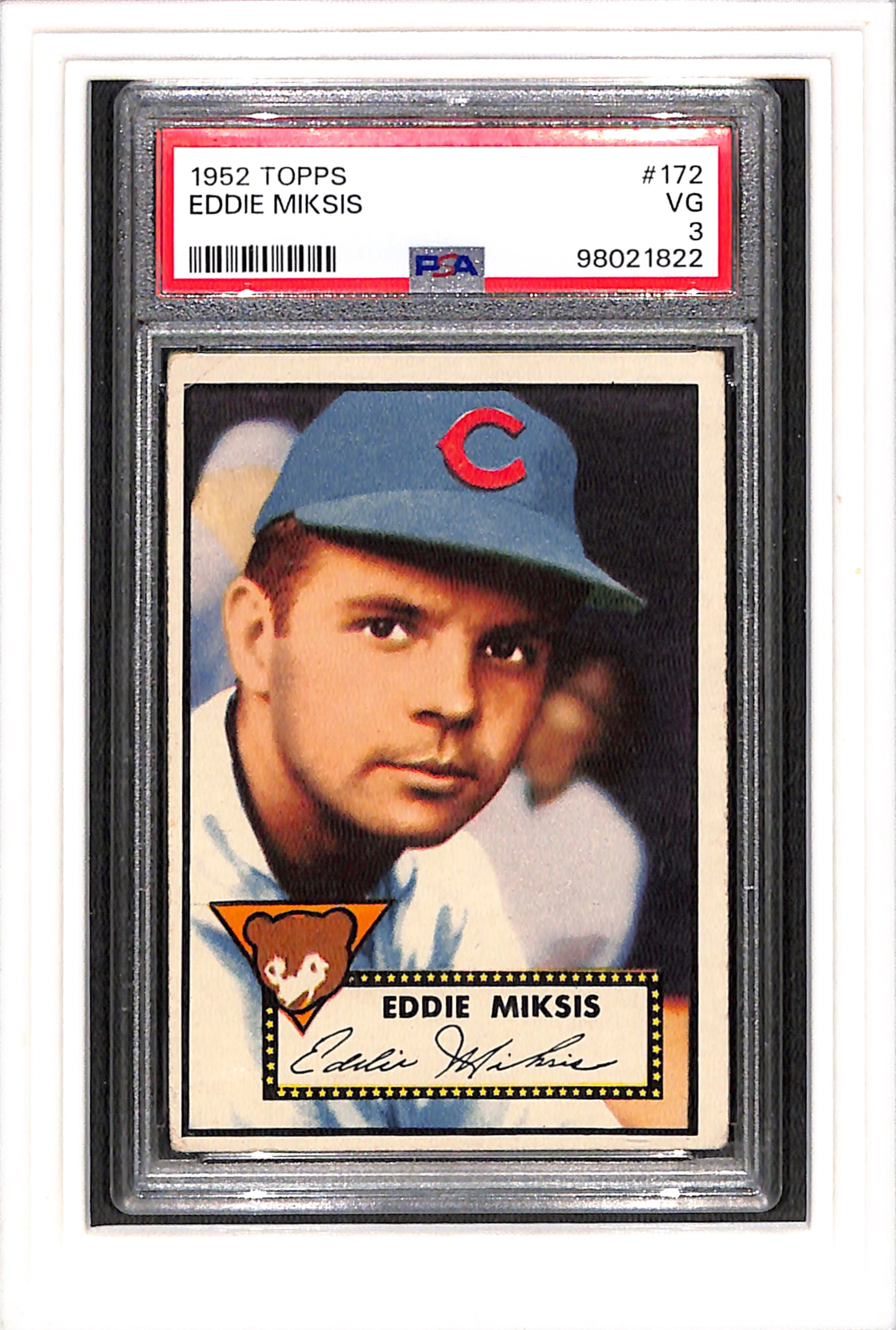 1952 Topps #172 Eddie Miksis PSA 3 SN 98021822