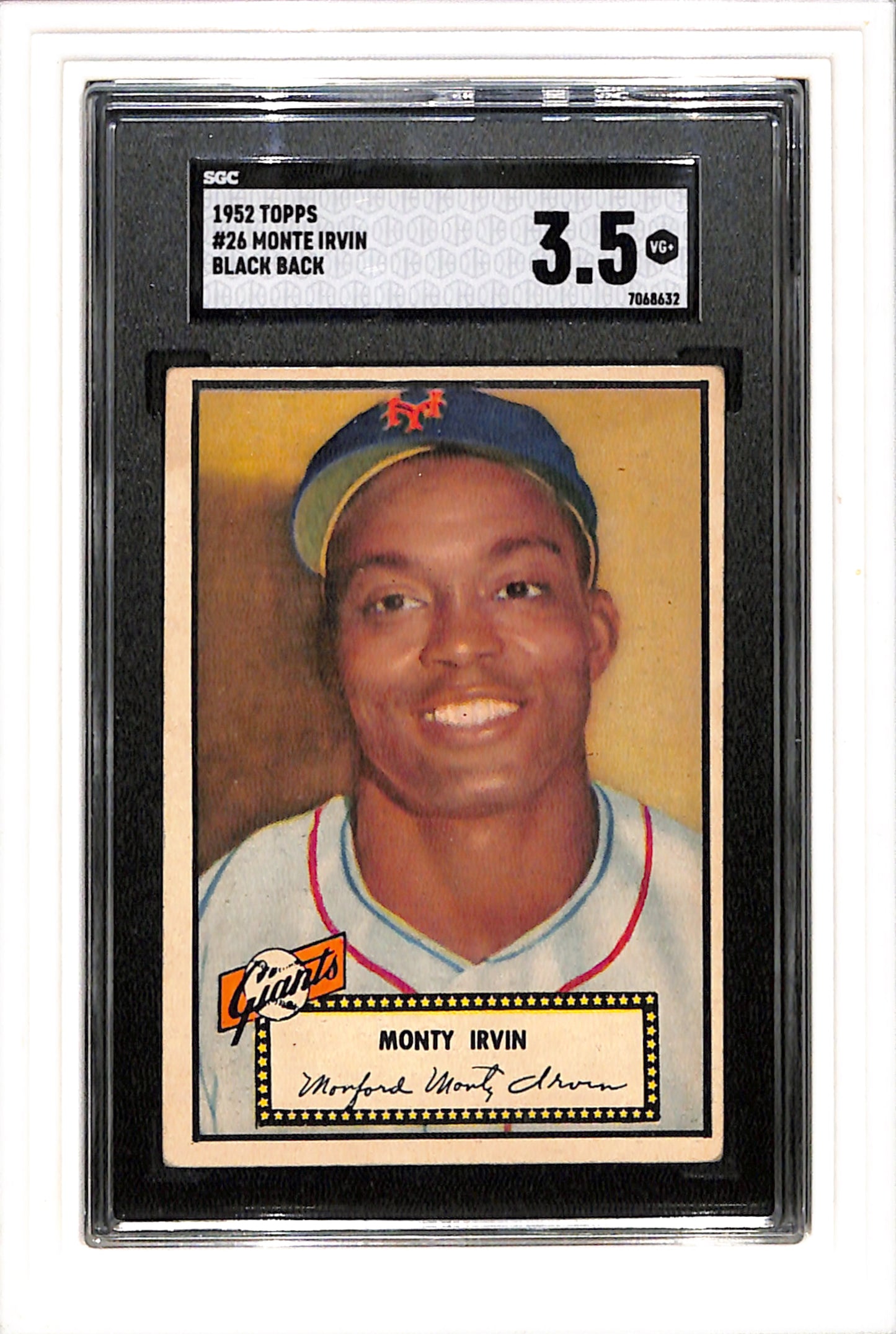 1952 Topps #26 Monte Irvin Black Back SGC 3.5 SN 7068632