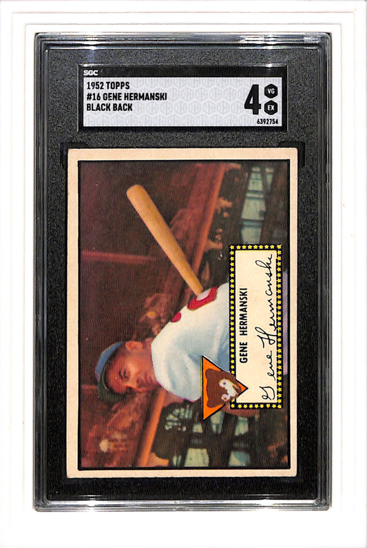1952 Topps #16 Gene Hermanski Black Back SGC 4 SN 6392754