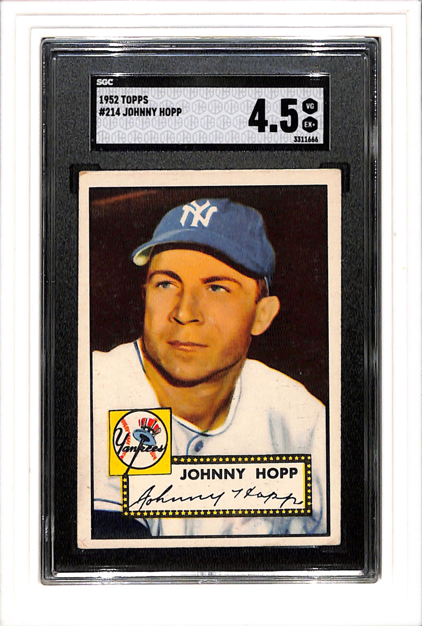 1952 Topps #214 Johnny Hopp SGC 4.5 SN 3311666