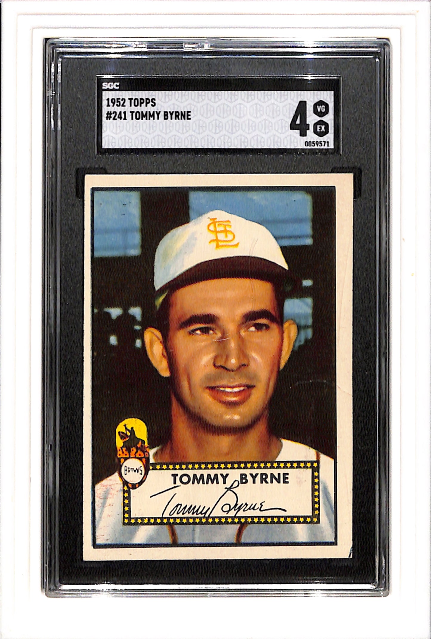 1952 Topps #241 Tommy Byrne SGC 4 SN 0059571