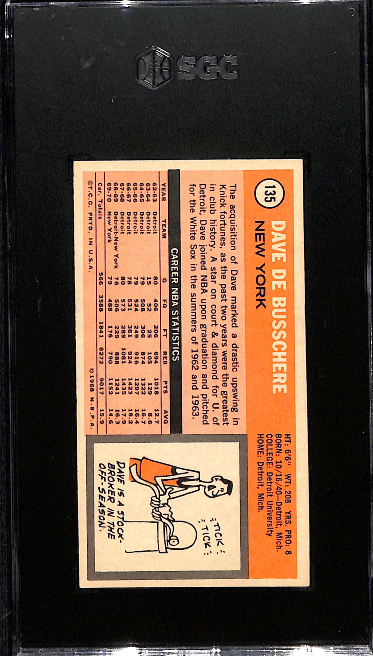 1970-71 #135 Dave Debusschere SGC 4.5