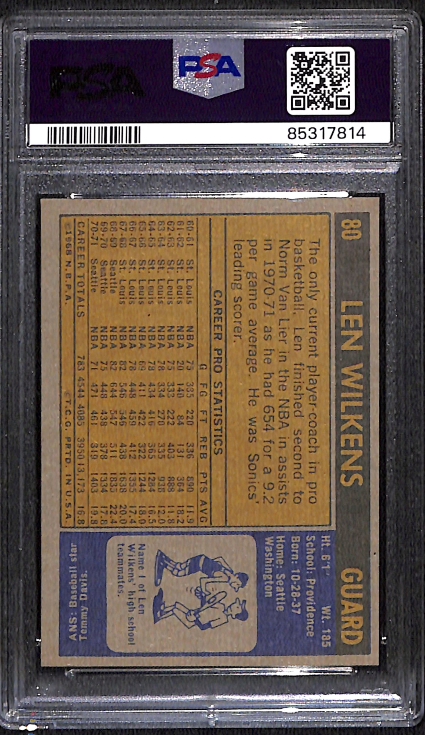 1971 Topps #80 Len Wilkens PSA 7
