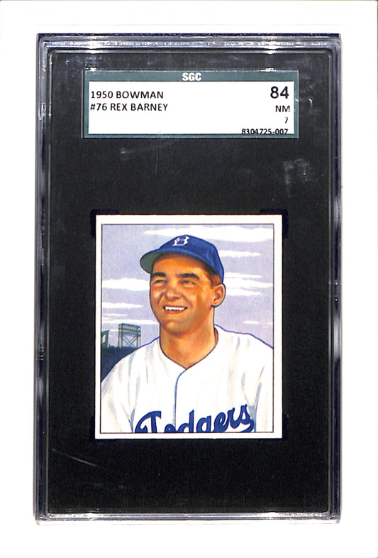 1950 Bowman #76 Rex Barney SGC 7
