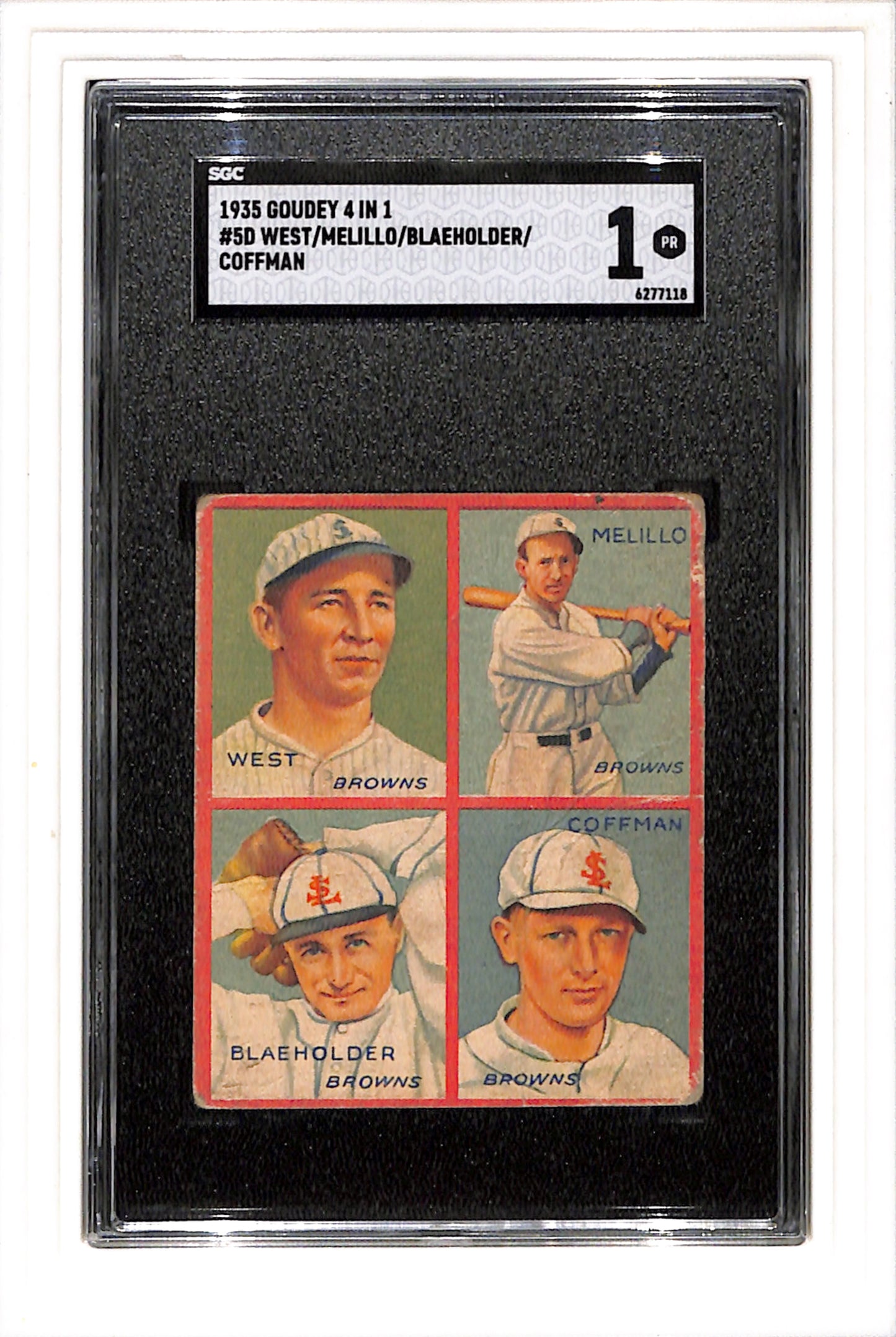 1935 Goudey 4 In 1 #5D West/Melillo/Blaeholder/Coffman SGC 1 SN 6277118