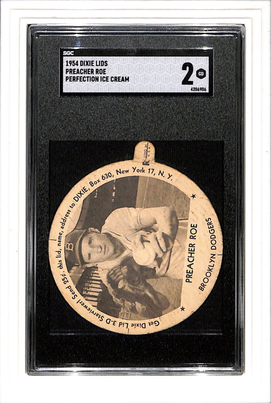 1954 Dixie Lids # Preacher Roe Perfection Ice Cream SGC 2 SN 4206906