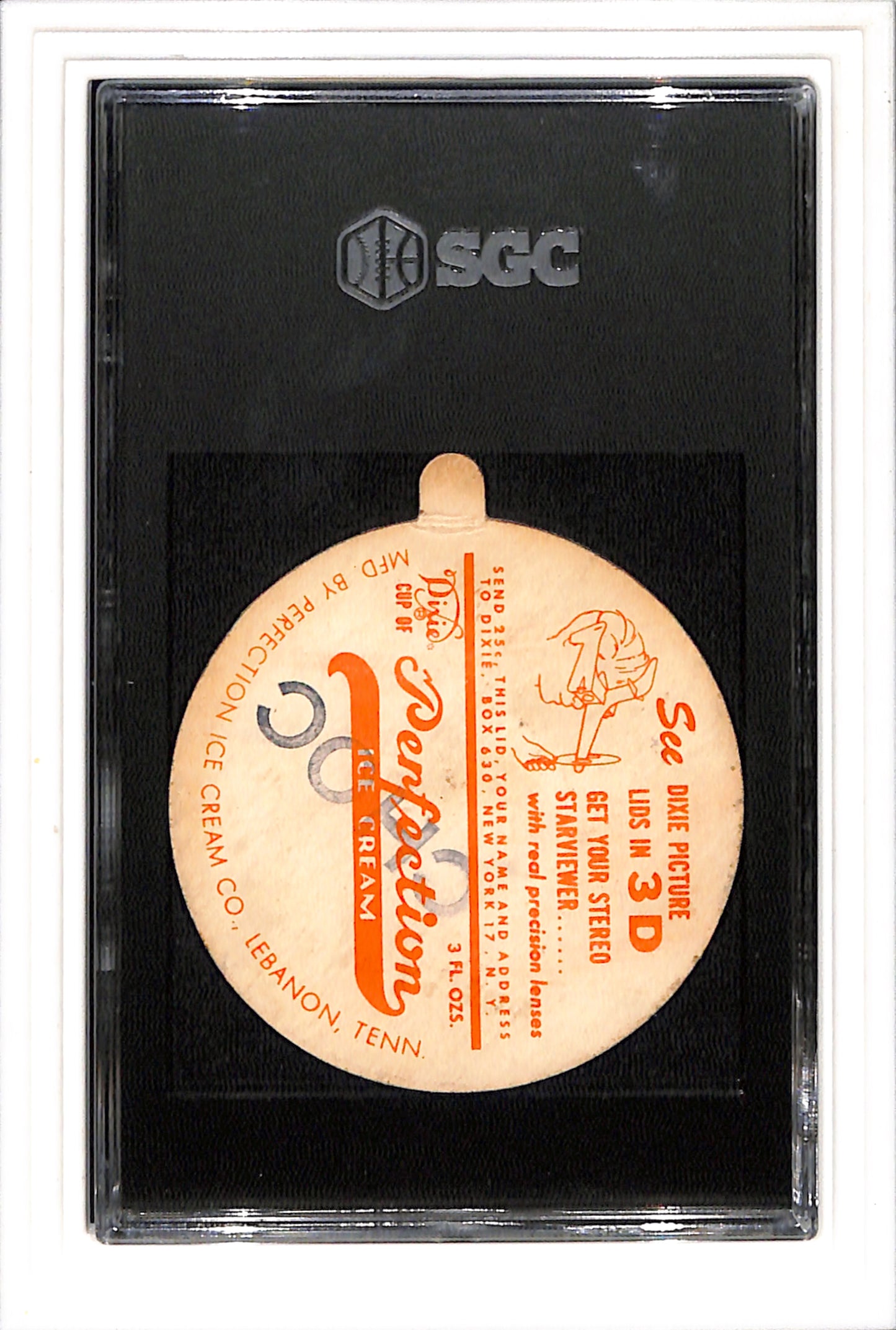1954 Dixie Lids # Sid Gordon Perfection Ice Cream SGC 3 SN 4539891