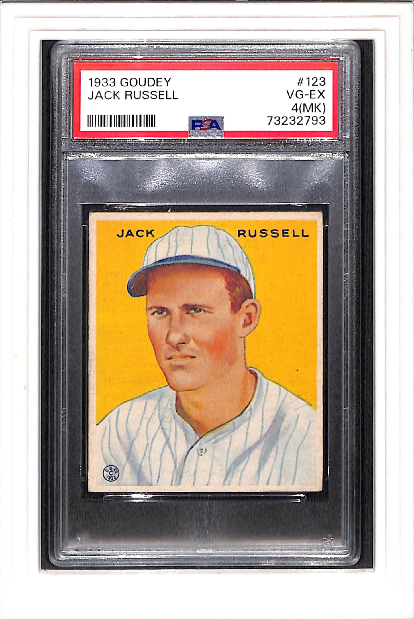 1933 Goudey #123 Jack Russell PSA 4 SN 73232793