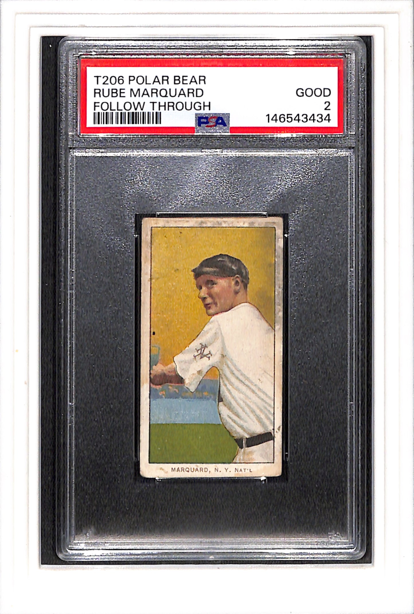 1909-11 T206 Polar Bear # Rube Marquard Follow Through PSA 2 SN 146543434