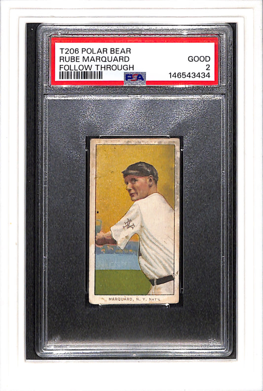 1909-11 T206 Polar Bear # Rube Marquard Follow Through PSA 2 SN 146543434