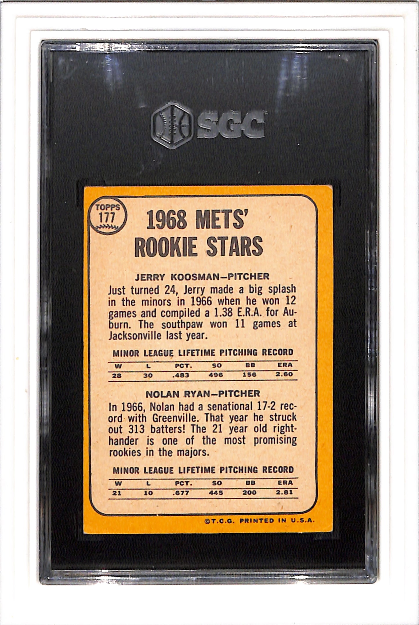 1968 Topps #177 Nolan Ryan SGC 4 SN 2960210
