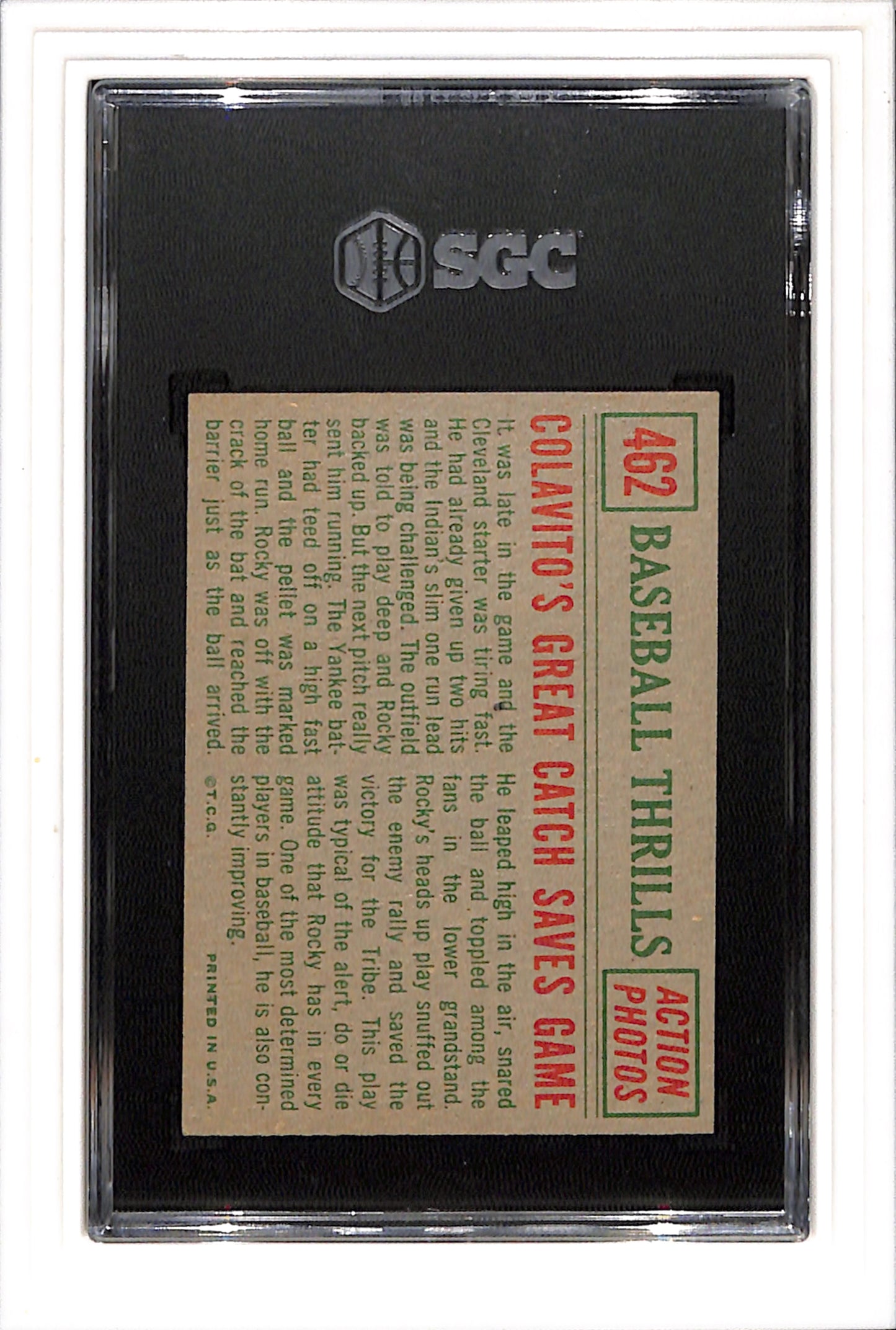 1959 Topps #462 Colavito's Baseball Thrills SGC 6 SN 3272784 Sharp!