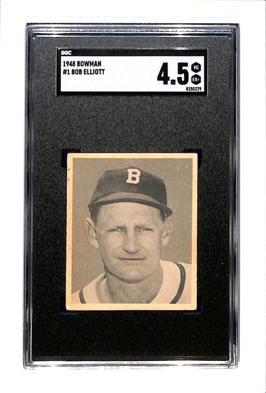 1948 Bowman #1 Bob Elliott RC SGC 4.5 SN 8250229