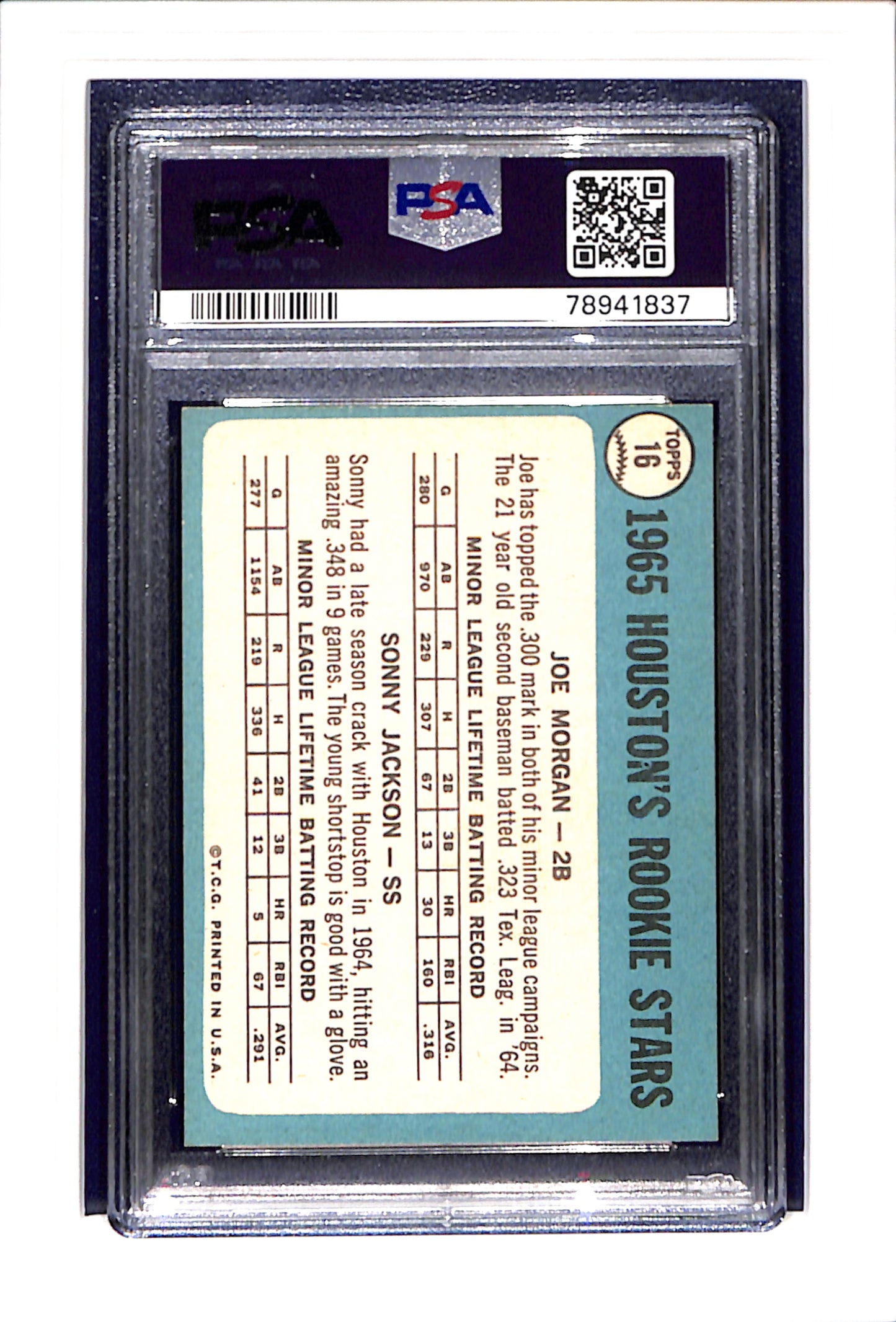 1965 Topps #16 Astros Rookies Morgan PSA 7 SN 78941837