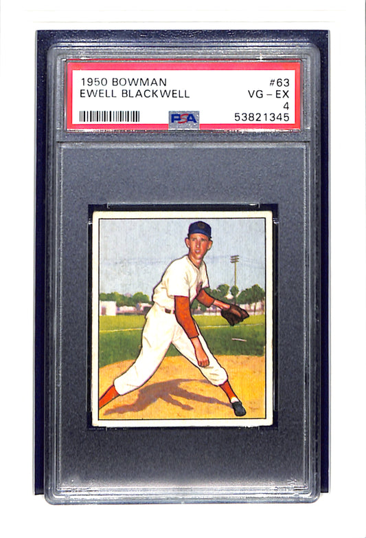1950 Bowman #63 Ewell Blackwell PSA 4 SN 53821345