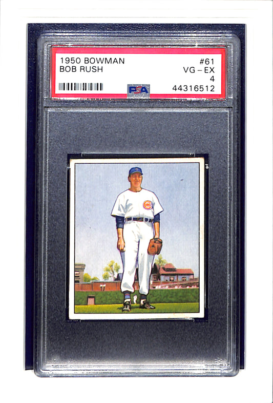 1950 Bowman #61 Bob Rush PSA 4 SN 44316512