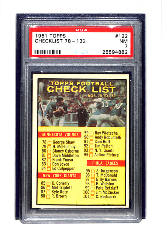 1961 Topps #122 Checklist 78-132 PSA 7 SN 25594882