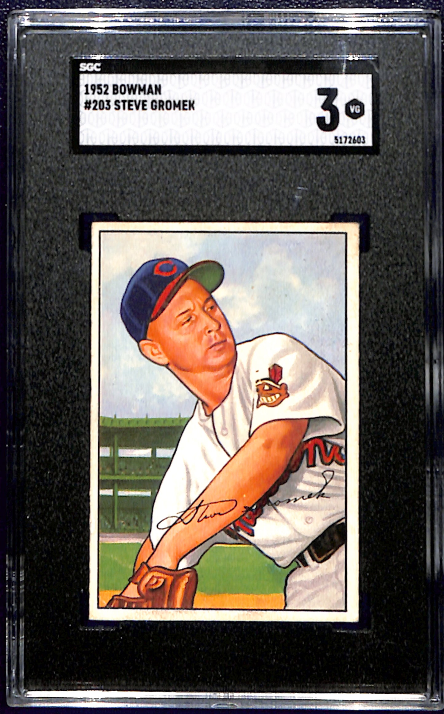 1952 Bowman #203 Steve Gromek SGC 3