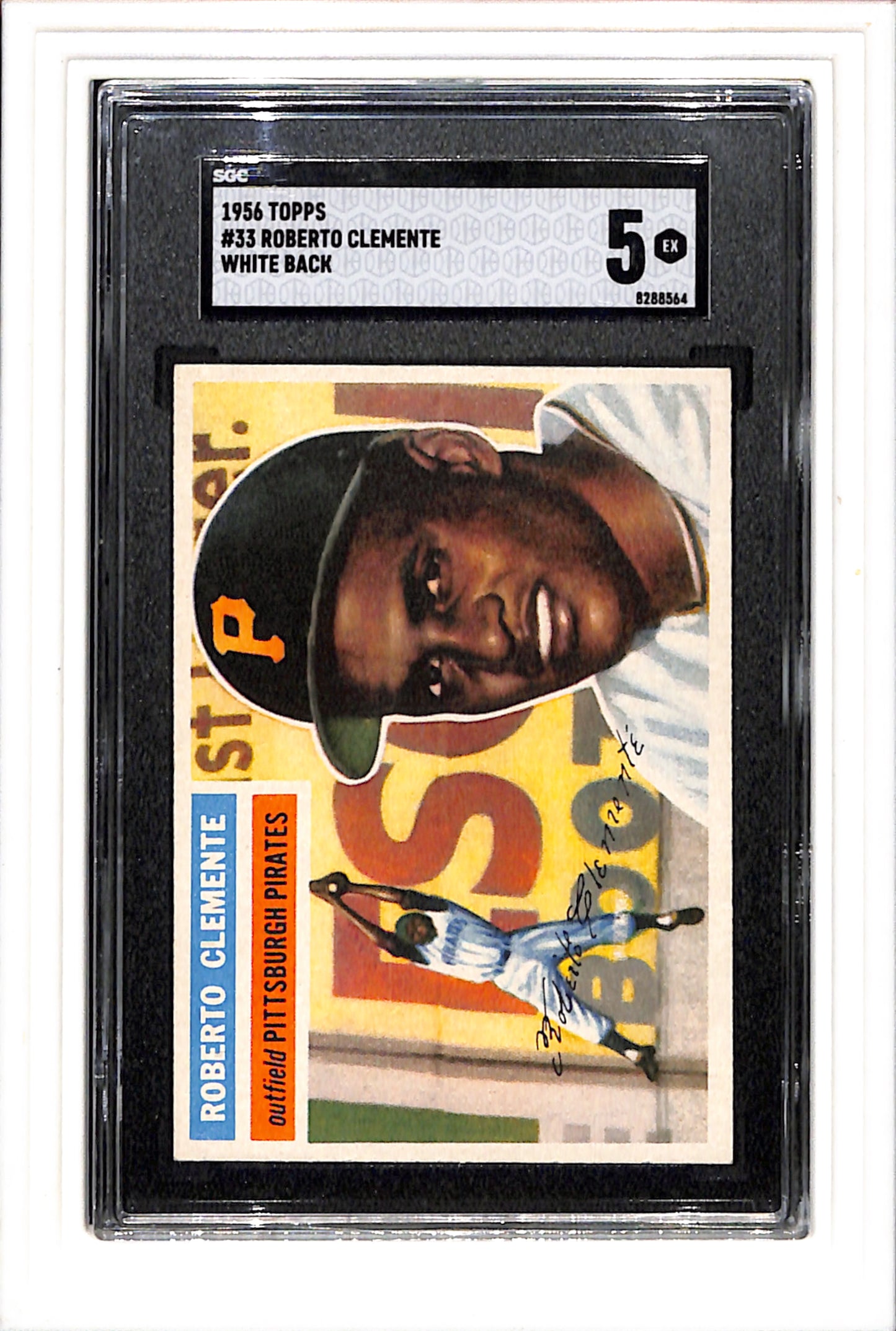 1956 Topps #33 Roberto Clemente White Back SGC 5 SN 8288564