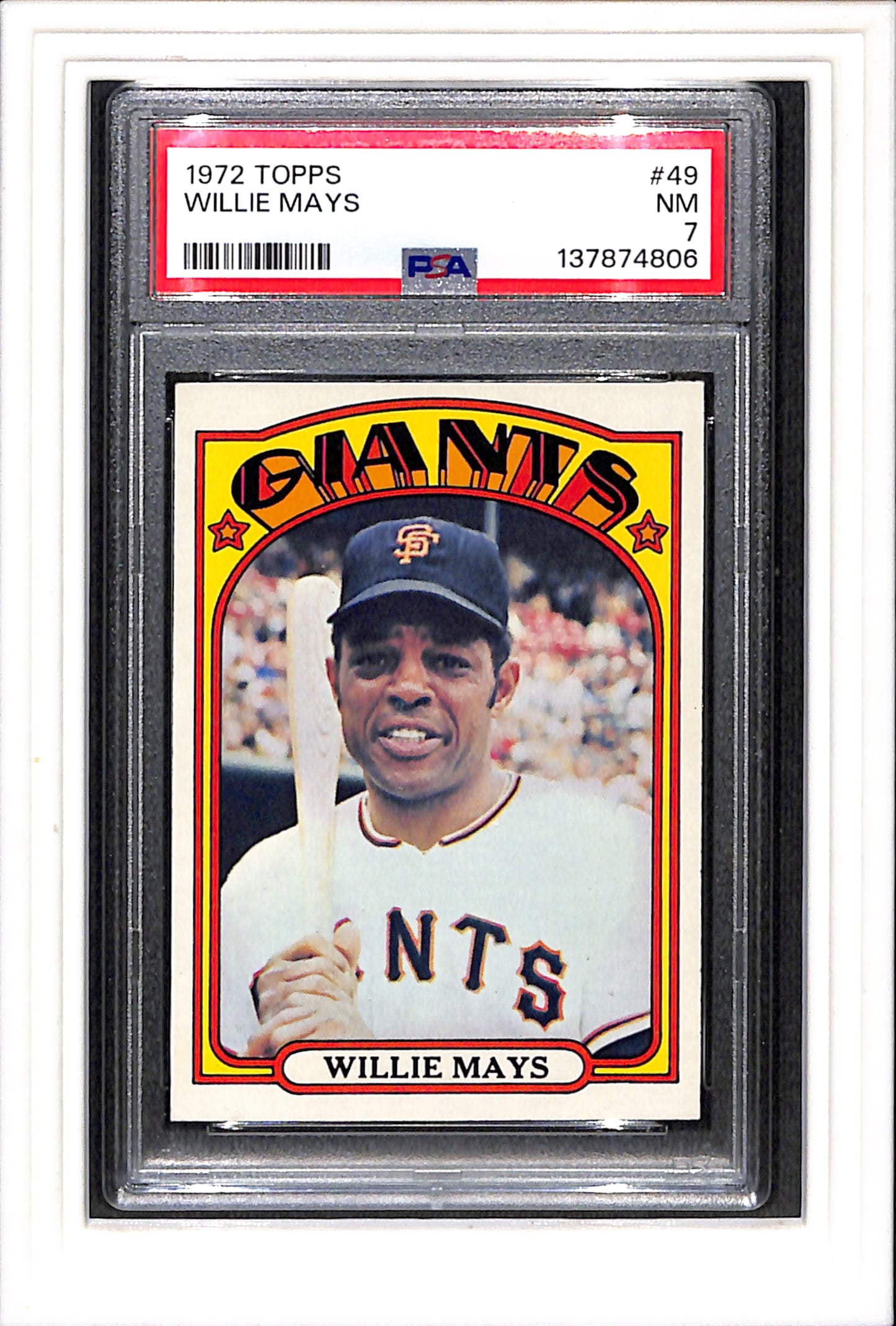1972 Topps #49 Willie Mays PSA 7 SN 137874806
