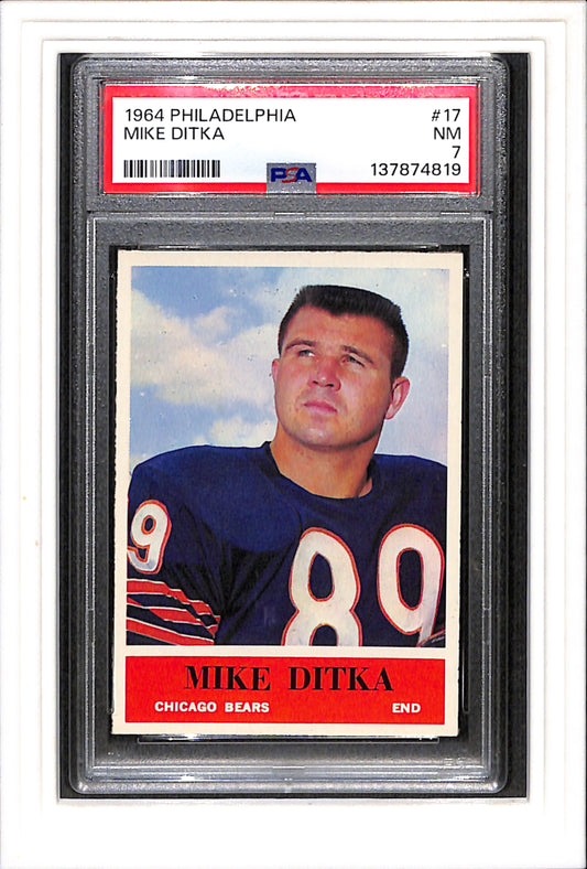 1964 Philadelphia #17 Mike Ditka PSA 7 SN 137874819