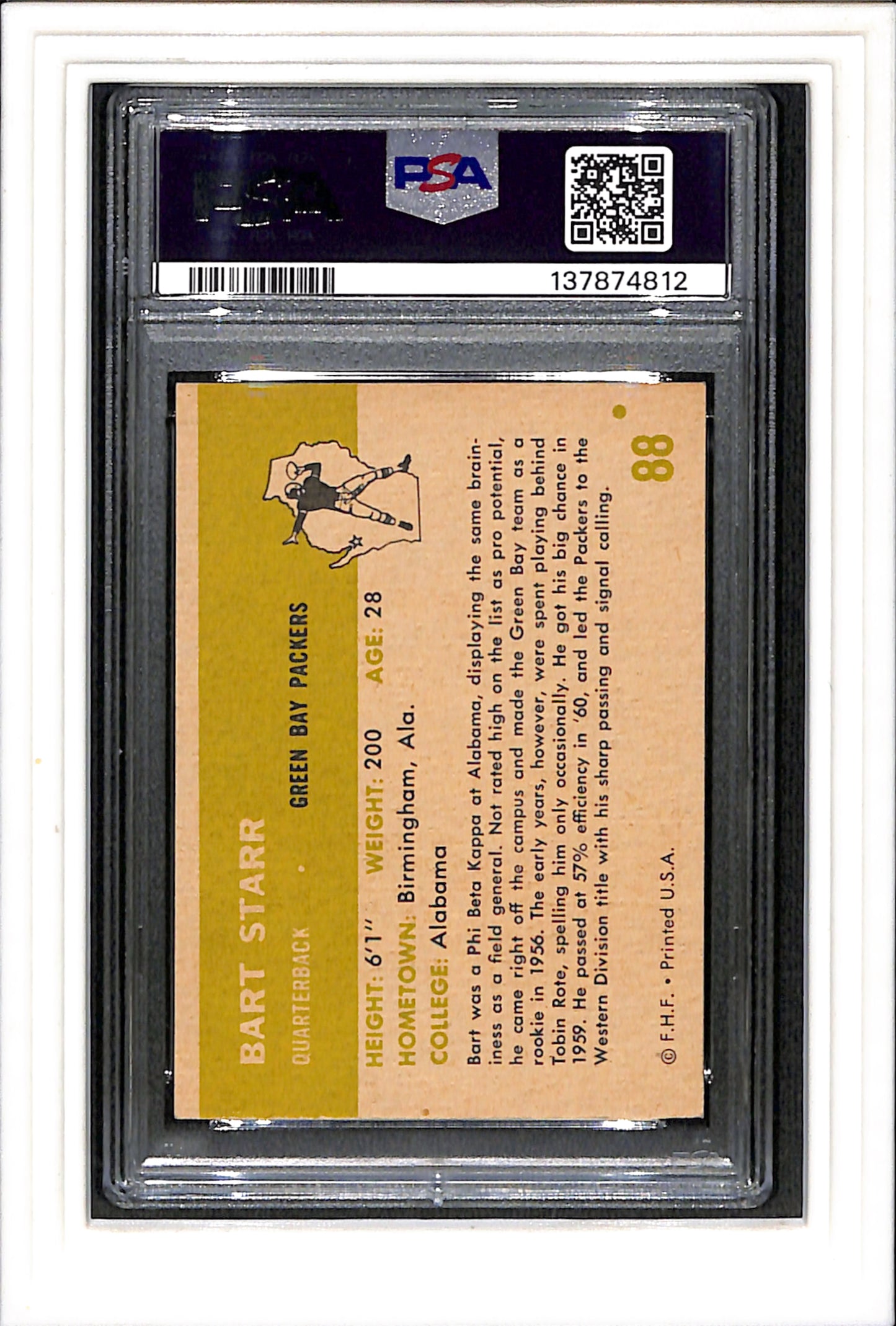1961 Fleer #88 Bart Starr PSA 7 SN 137874812