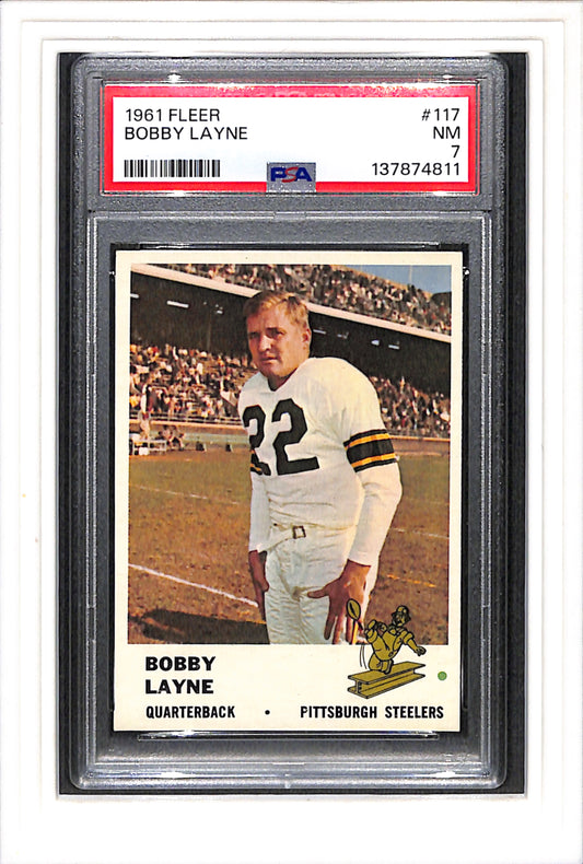 1961 Fleer #117 Bobby Layne PSA 7 SN 137874811