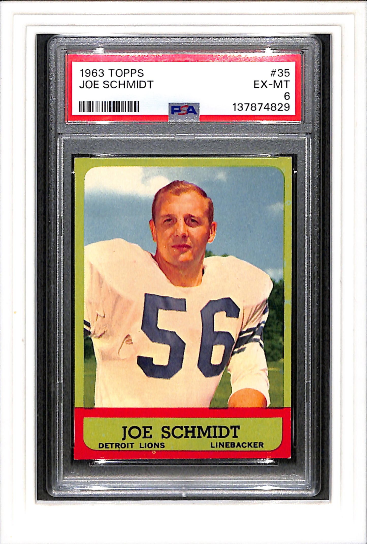 1963 Topps #35 Joe Schmidt PSA 6 SN 137874829