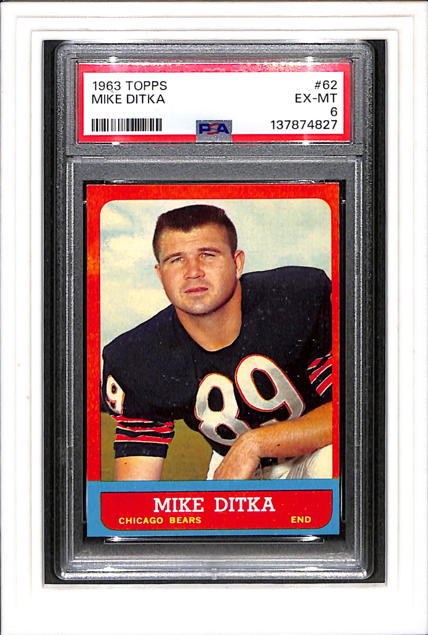 1963 Topps #62 Mike Ditka PSA 6 SN 137874827