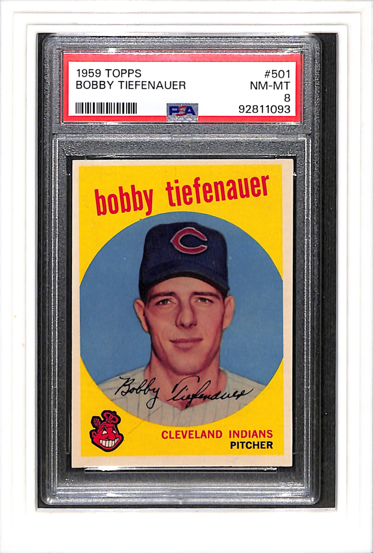 1959 Topps #501 Bobby Tiefenauer PSA 8 SN 92811093