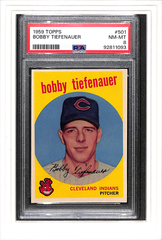 1959 Topps #501 Bobby Tiefenauer PSA 8 SN 92811093