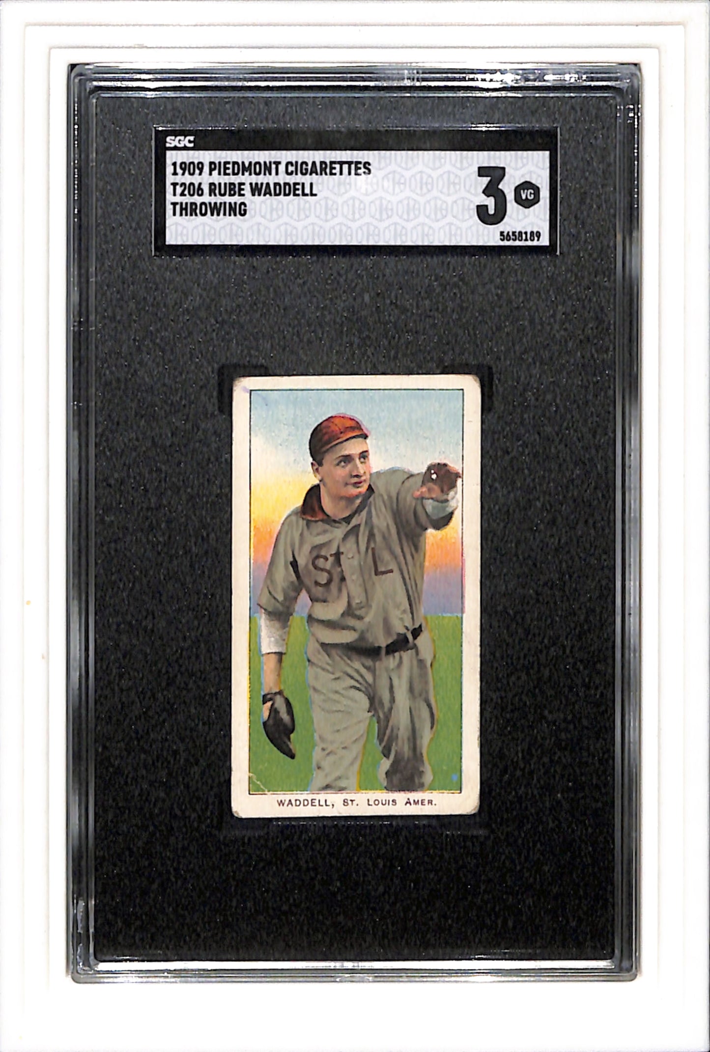1909 T206 Rube Waddell Throwing SGC 3 SN 5658189