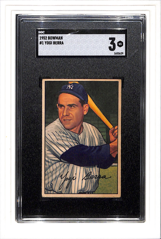 1952 Bowman #1 Yogi Berra SGC 3 SN 1653629