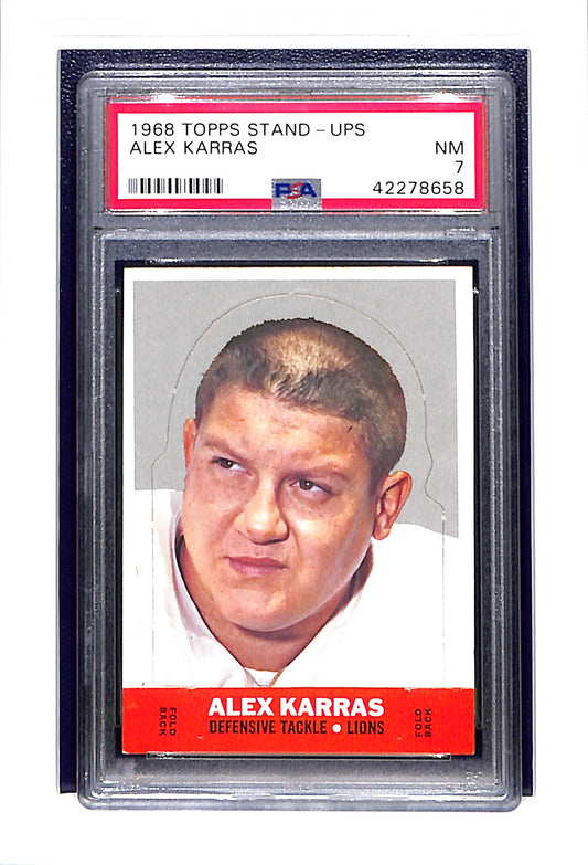 1968 Topps Stand UPS Alex Karras PSA 7