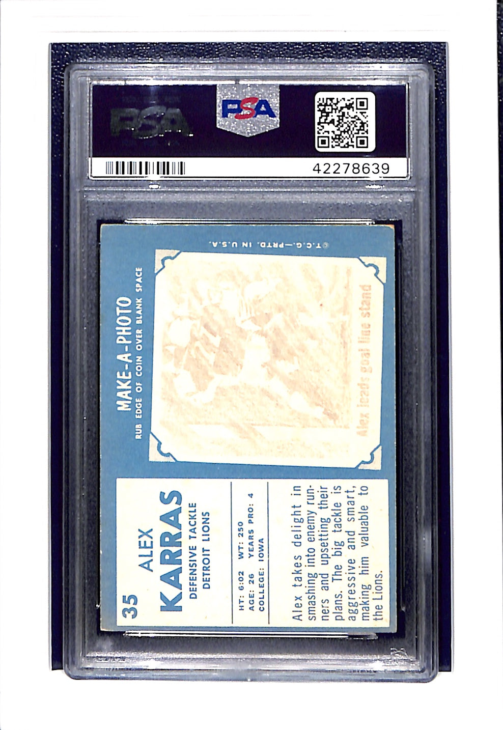 1961 Topps #35 Alex Karras PSA 4