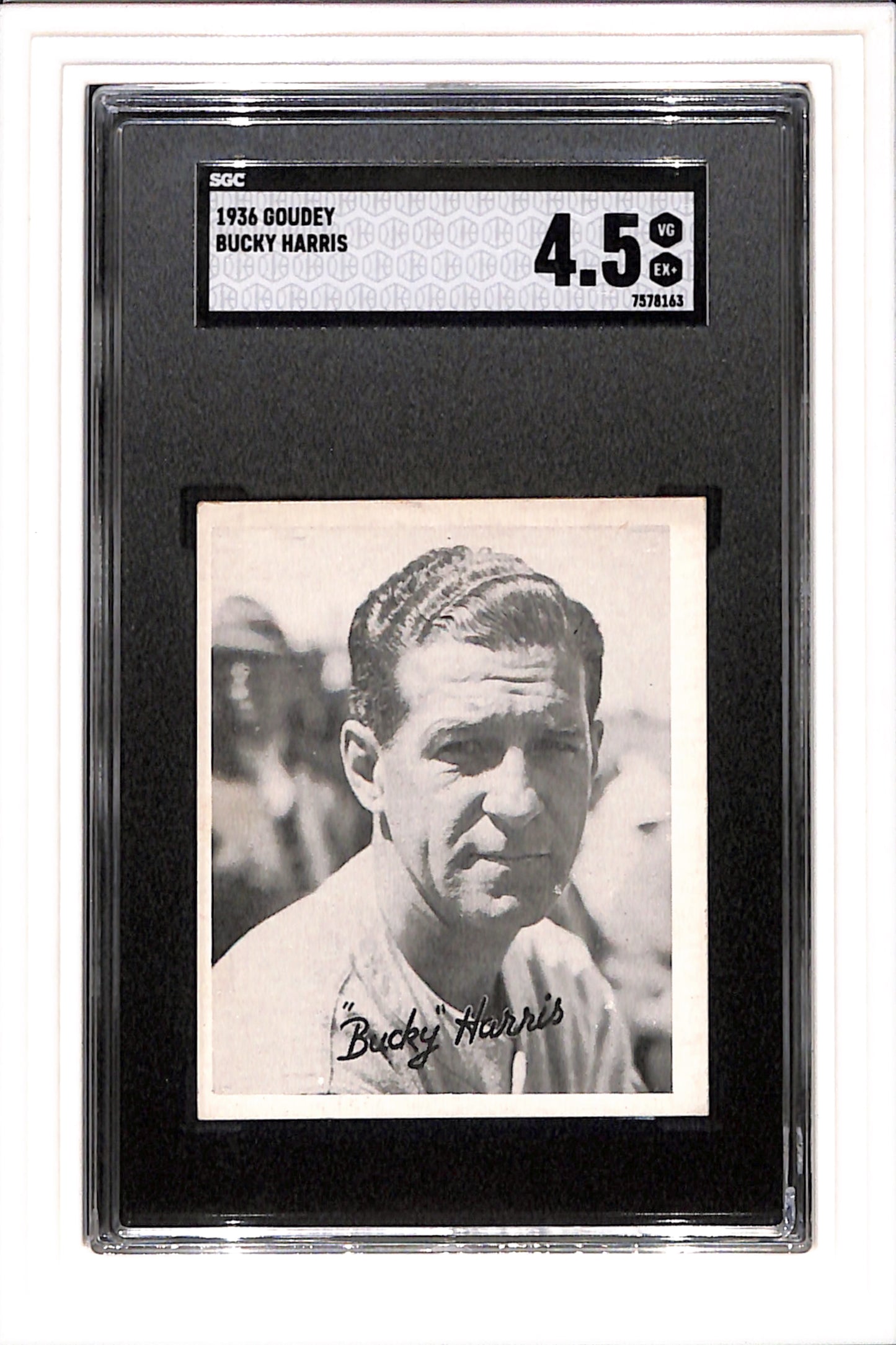 1936 Goudey Bucky Harris SGC 4.5 SN 7578163