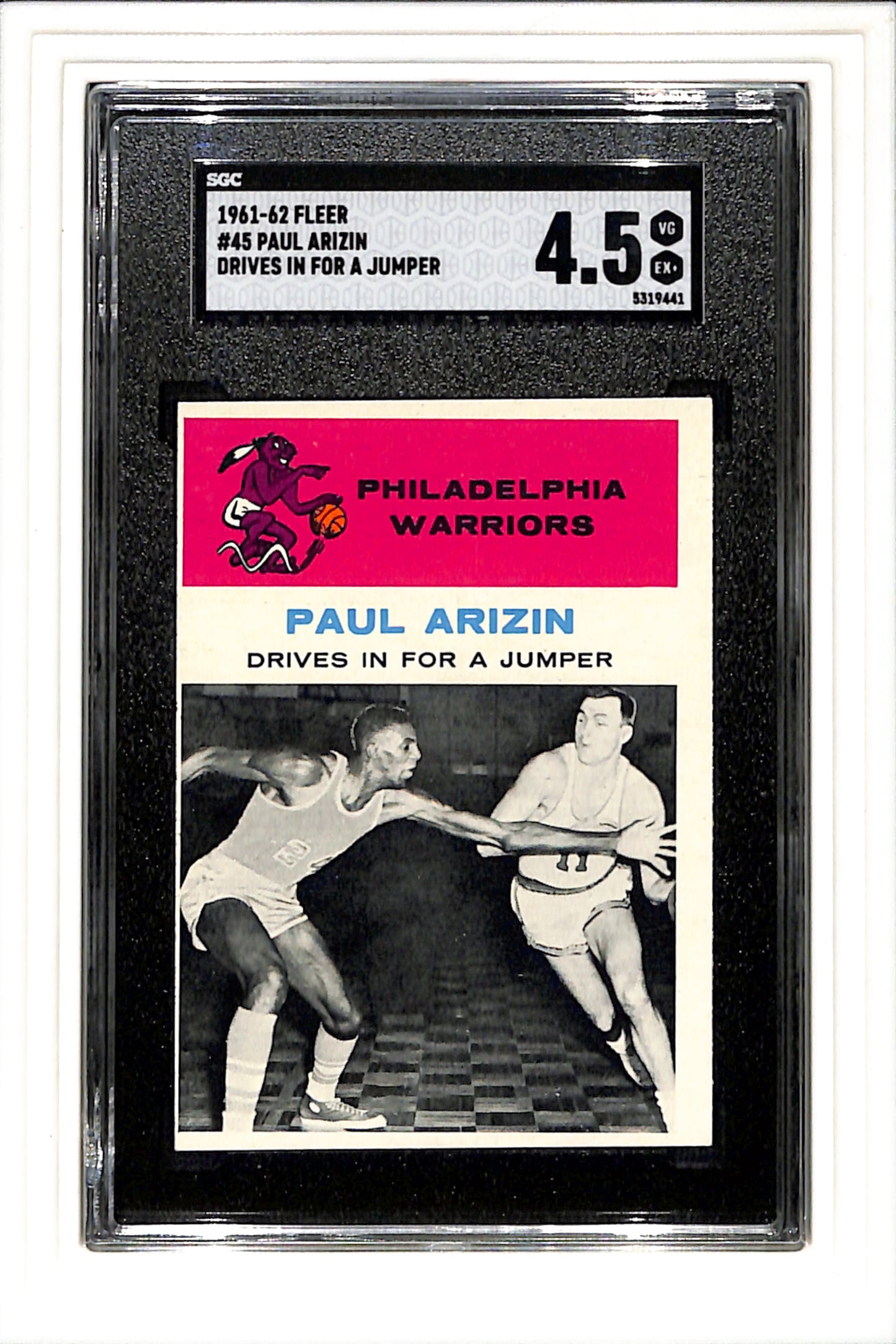 1961-62 Fleer #45 Paul Arizin SGC 4.5 SN 5319441