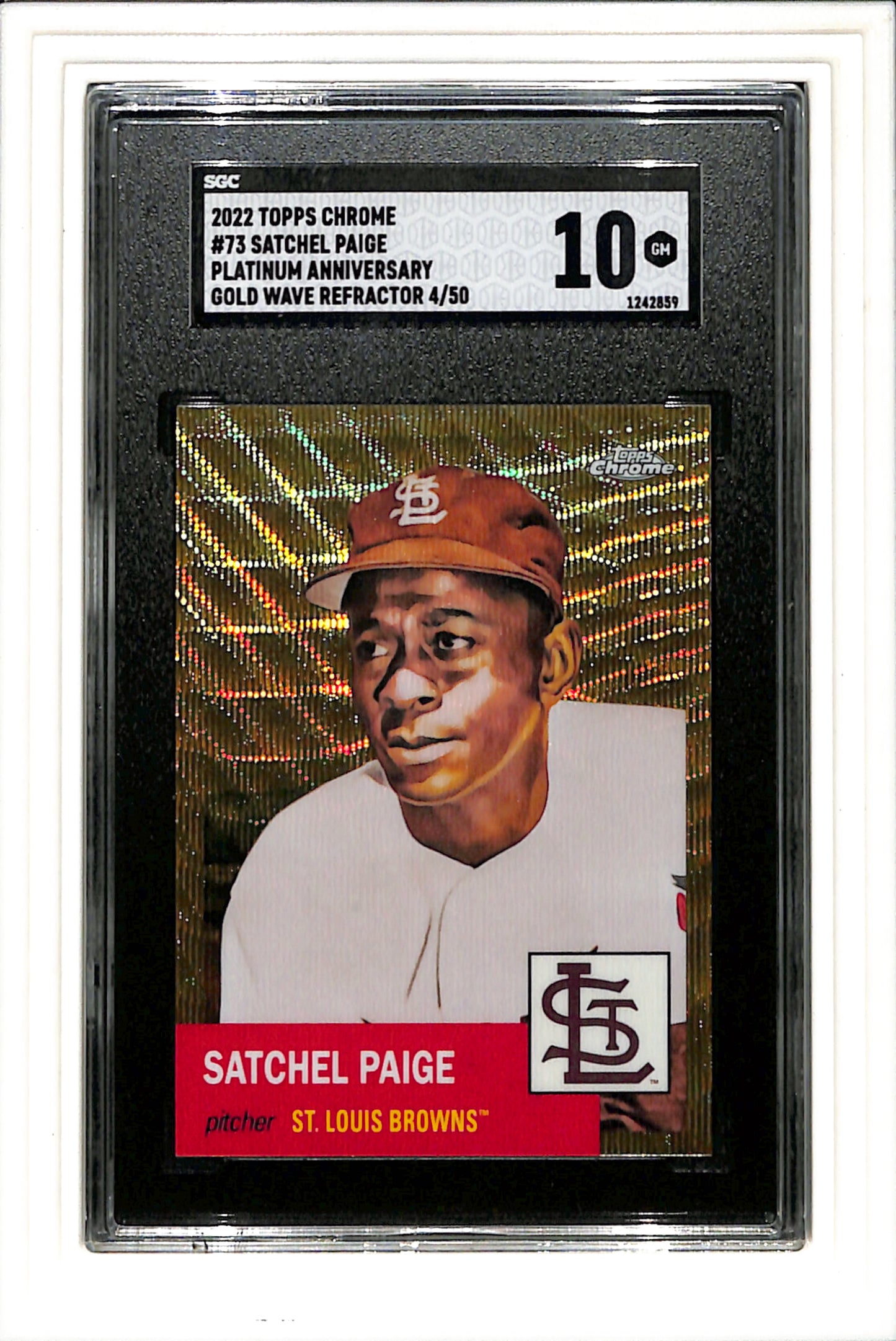 2022 Topps Chrome Platinum Anniversary #73 Satchel Paige Gold Wave Refractor SGC 10