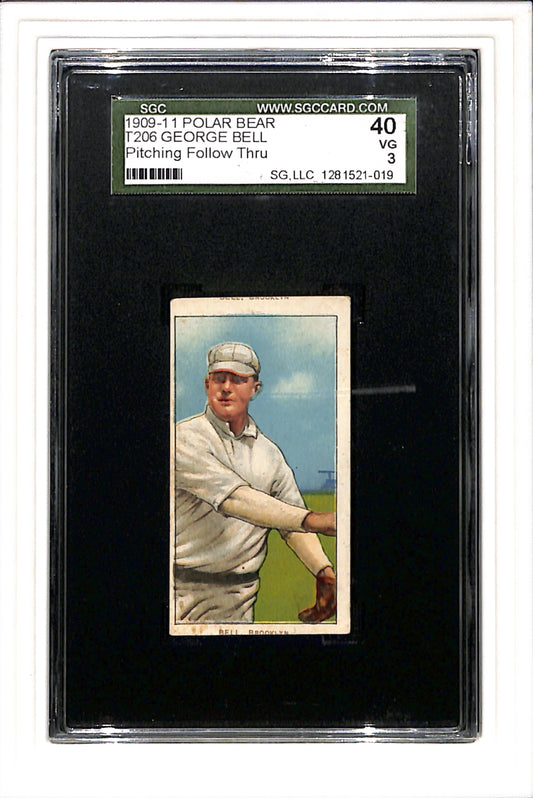 1909-1910 T206 George Bell Pitching Follow Through SGC 3 Polar Bear