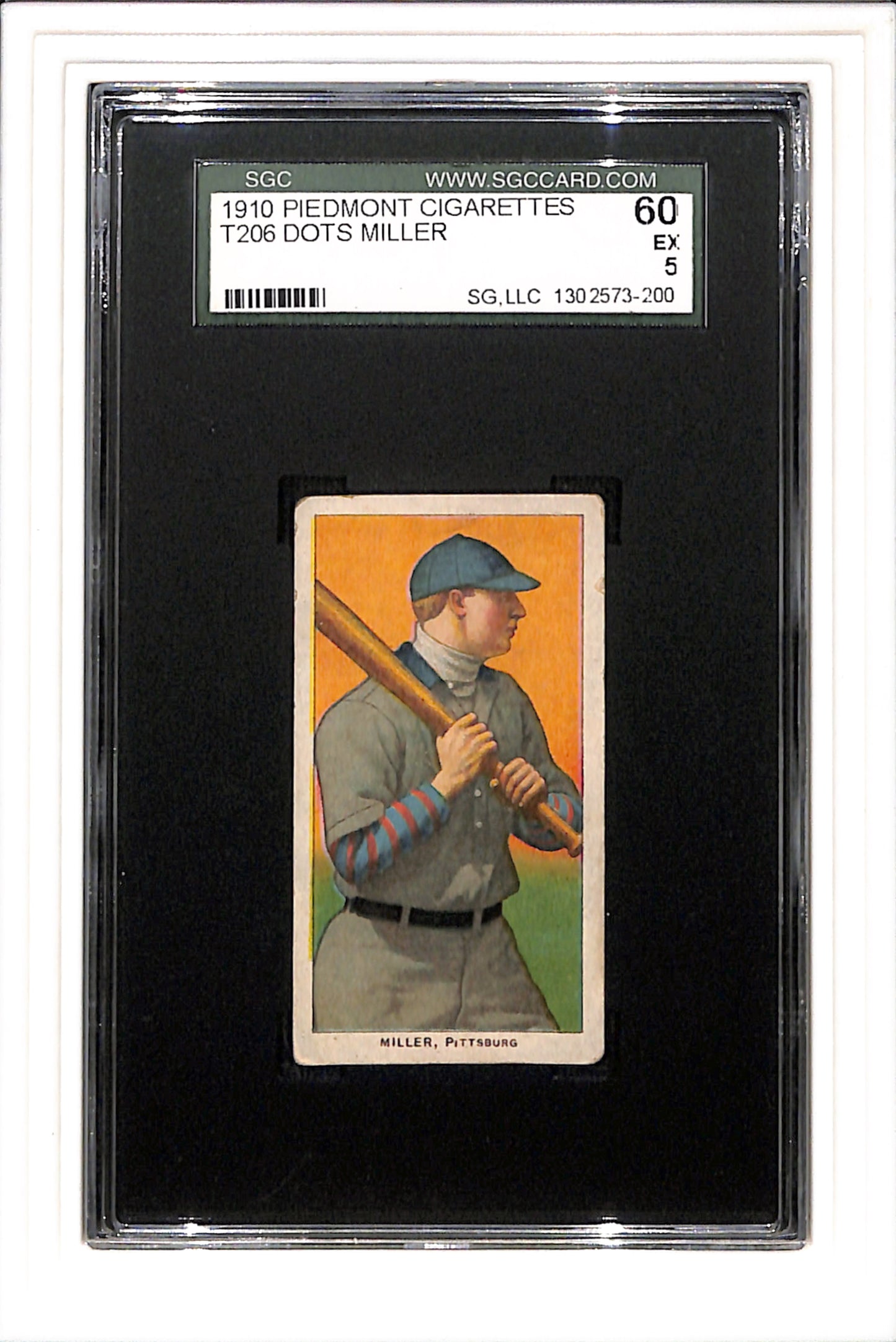 1909-1910 T206 Dots Miller SGC 5 Piedmont 350