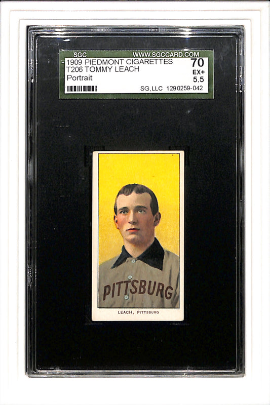 1909-1910 T206 Tommy Leach SGC 5.5 Piedmont 150