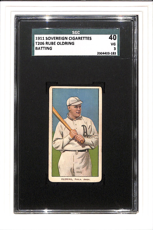 1909-1910 T206 Rube Oldring Batting SGC 3 Sovereign 460